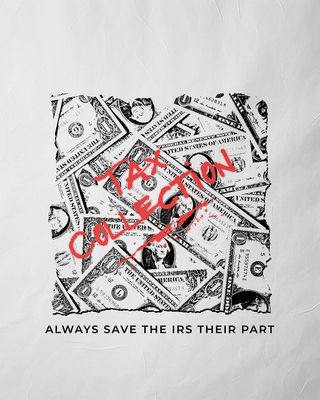 Tax Collection text with a money background.