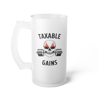 Taxable Gains Frosted Glass Beer Mug