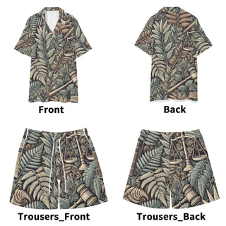 Justice Jungle Mens Hawaiian Short Sleeve Shirt and Shorts Set