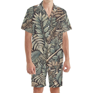 Justice Jungle Mens Hawaiian Short Sleeve Shirt and Shorts Set