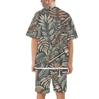 Justice Jungle Mens Hawaiian Short Sleeve Shirt and Shorts Set