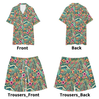 Surf and Scales Mens Regular Fit Hawaiian Short Sleeve Shirt and Shorts Set