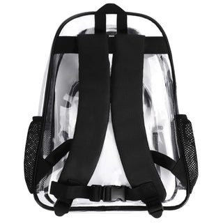 New York Racketeering Club Large 17 Inch Clear Bag PVC See Through Transparent School Backpack