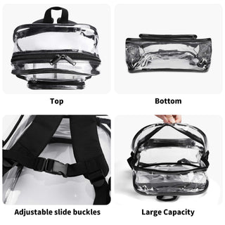 New York Racketeering Club Large 17 Inch Clear Bag PVC See Through Transparent School Backpack