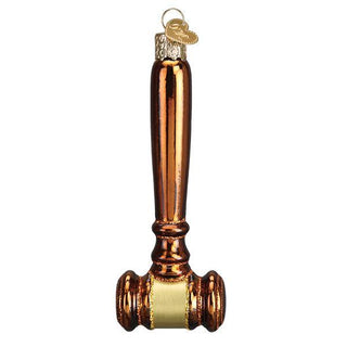 Decorative gavel ornament on a white background