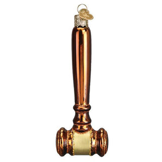 Glass gavel ornament on a white background