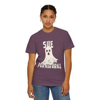 Sue-pernatural Ghost Unisex T-Shirt, Funny Halloween Tee, Perfect for Spooky Season, Casual Wear, Gift for Ghost Lovers, Vibrant Orange