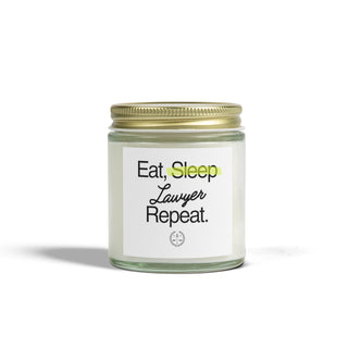 Eat Sleep Lawyer Repeat Scented Coconut Apricot Candles (4oz, 9oz)