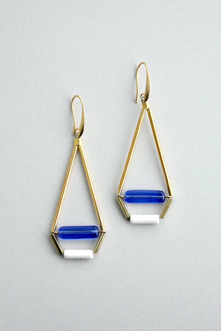 Scales of Justice blue and white earrings