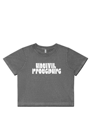 UnCivil Procedure Womens Stone Wash Heavy Crop