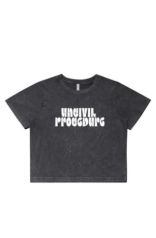 UnCivil Procedure Womens Stone Wash Heavy Crop