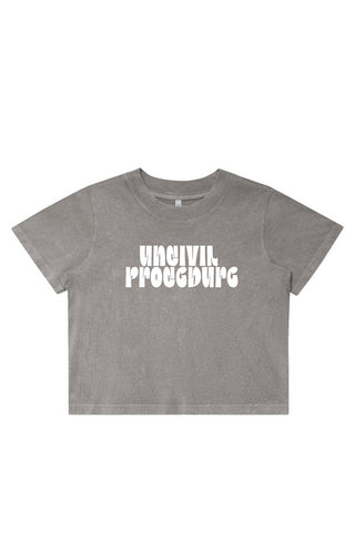 UnCivil Procedure Womens Stone Wash Heavy Crop