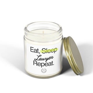 Eat Sleep Lawyer Repeat Scented Coconut Apricot Candles (4oz, 9oz)