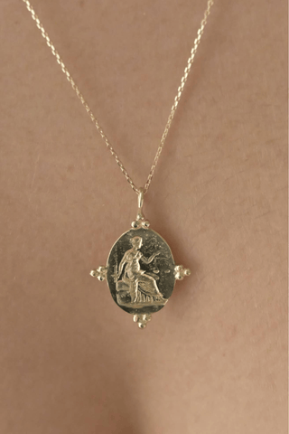 9kt Gold Goddess Themis Pendant Necklace: 50cm/20" - *This is not legal advice