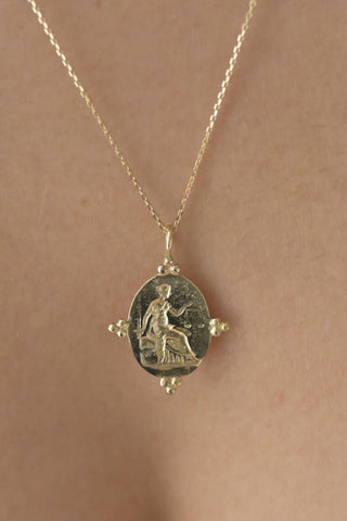 9kt Gold Goddess Themis Pendant Necklace: 50cm/20" - *This is not legal advice