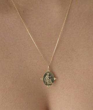 9kt Gold Goddess Themis Pendant Necklace: 50cm/20" - *This is not legal advice