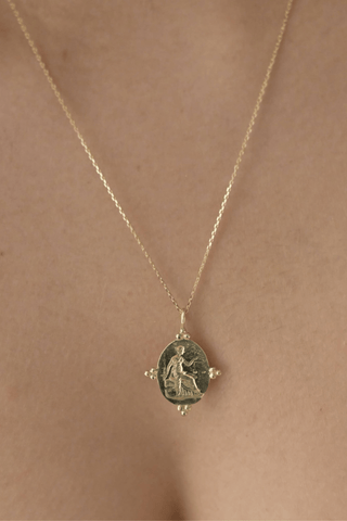 9kt Gold Goddess Themis Pendant Necklace: 50cm/20" - *This is not legal advice