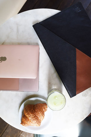 Angled Leather Laptop Sleeve