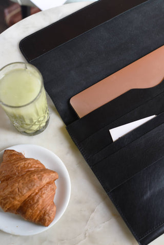 Angled Leather Laptop Sleeve