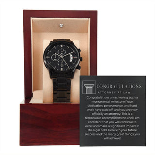 Congratulations Black Chronograph Watch