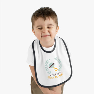 Attorney Work Product Baby Contrast Trim Jersey Bib - *This is not legal advice