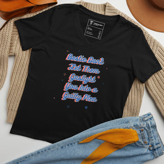 Bestie Don't Let Them Gaslight You into a Guilty Plea Women’s relaxed v - neck t-shirt - *This is not legal advice