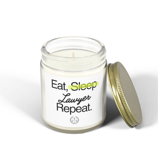 Eat Sleep Lawyer Repeat Scented Coconut Apricot Candles (4oz, 9oz) - *This is not legal advice