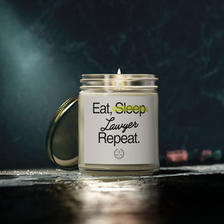 Eat Sleep Lawyer Repeat Scented Coconut Apricot Candles (4oz, 9oz) - *This is not legal advice