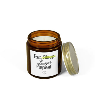 Eat Sleep Lawyer Repeat Scented Coconut Apricot Candles (4oz, 9oz) - *This is not legal advice