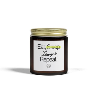 Eat Sleep Lawyer Repeat Scented Coconut Apricot Candles (4oz, 9oz) - *This is not legal advice