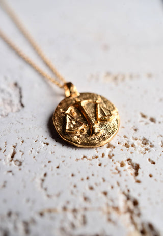 Zodiac Coin Necklace: Gold filled/Bronze Pendant / LIBRA