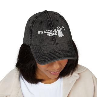 It's Accrual World Vintage Cap - *This is not legal advice