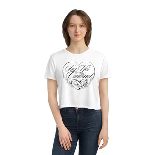 Say Yes to the Contract Women's Flowy Cropped Tee - *This is not legal advice