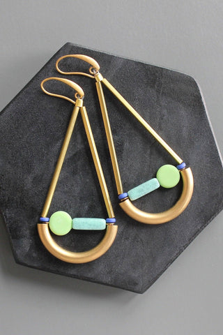 Scales of Justice green and turquoise geometric earrings - *This is not legal advice