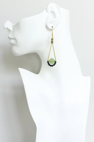 Scales of Justice Olivine Glass Geometric Dangle Earrings - *This is not legal advice