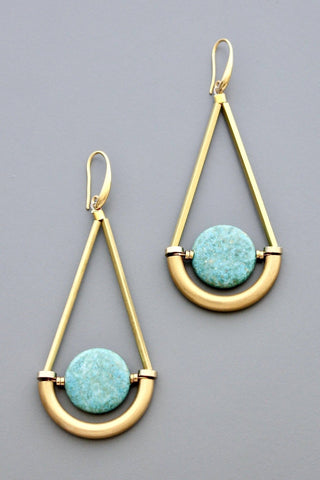 Scales of Justice Turquoise Disc Geometric Dangle Earrings - *This is not legal advice
