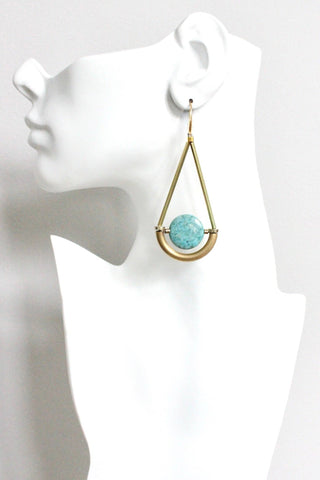 Scales of Justice Turquoise Disc Geometric Dangle Earrings - *This is not legal advice