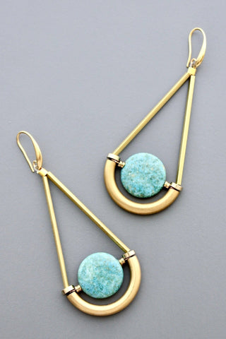Scales of Justice Turquoise Disc Geometric Dangle Earrings - *This is not legal advice