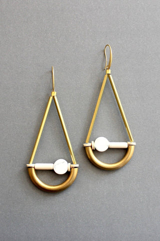 Scales of Justice White geometric earrings - *This is not legal advice