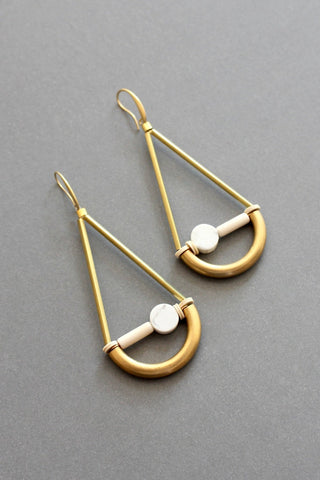 Scales of Justice White geometric earrings - *This is not legal advice