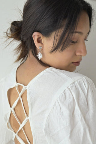 Silver Goddess Themis Drop Stud Earrings - *This is not legal advice