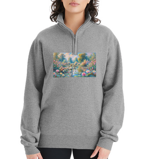 Justice in Bloom Champion Unisex 1/4 Zip Pullover Sweatshirt - heather gray