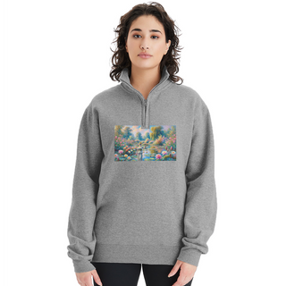 Justice in Bloom Champion Unisex 1/4 Zip Pullover Sweatshirt - heather gray