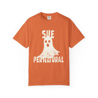 Sue - pernatural Ghost Unisex T-Shirt, Funny Halloween Tee, Perfect for Spooky Season, Casual Wear, Gift for Ghost Lovers, Vibrant Orange - *This is not legal advice