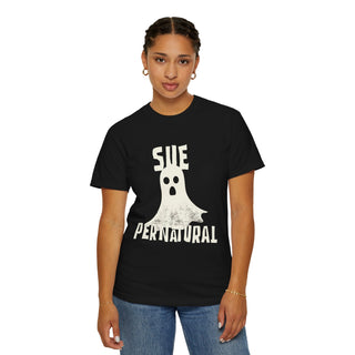 Sue - pernatural Ghost Unisex T-Shirt, Funny Halloween Tee, Perfect for Spooky Season, Casual Wear, Gift for Ghost Lovers, Vibrant Orange - *This is not legal advice