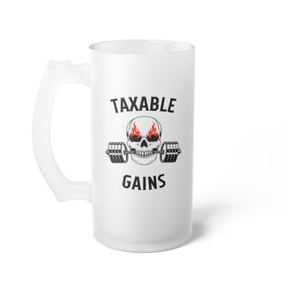 Taxable Gains Frosted Glass Beer Mug - *This is not legal advice