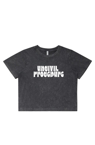 UnCivil Procedure Womens Stone Wash Heavy Crop - *This is not legal advice