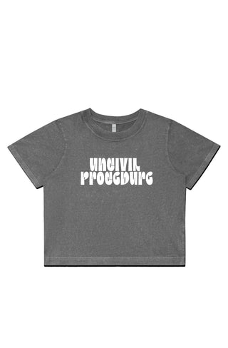 UnCivil Procedure Womens Stone Wash Heavy Crop - *This is not legal advice