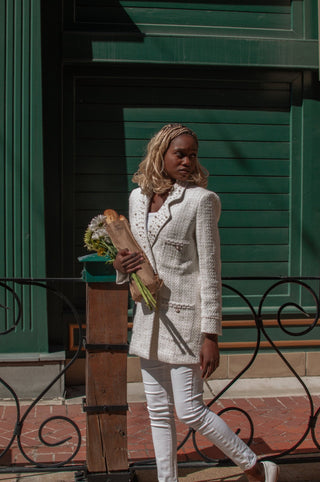 White Pearl Tweed Blazer - *This is not legal advice