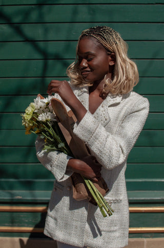 White Pearl Tweed Blazer - *This is not legal advice